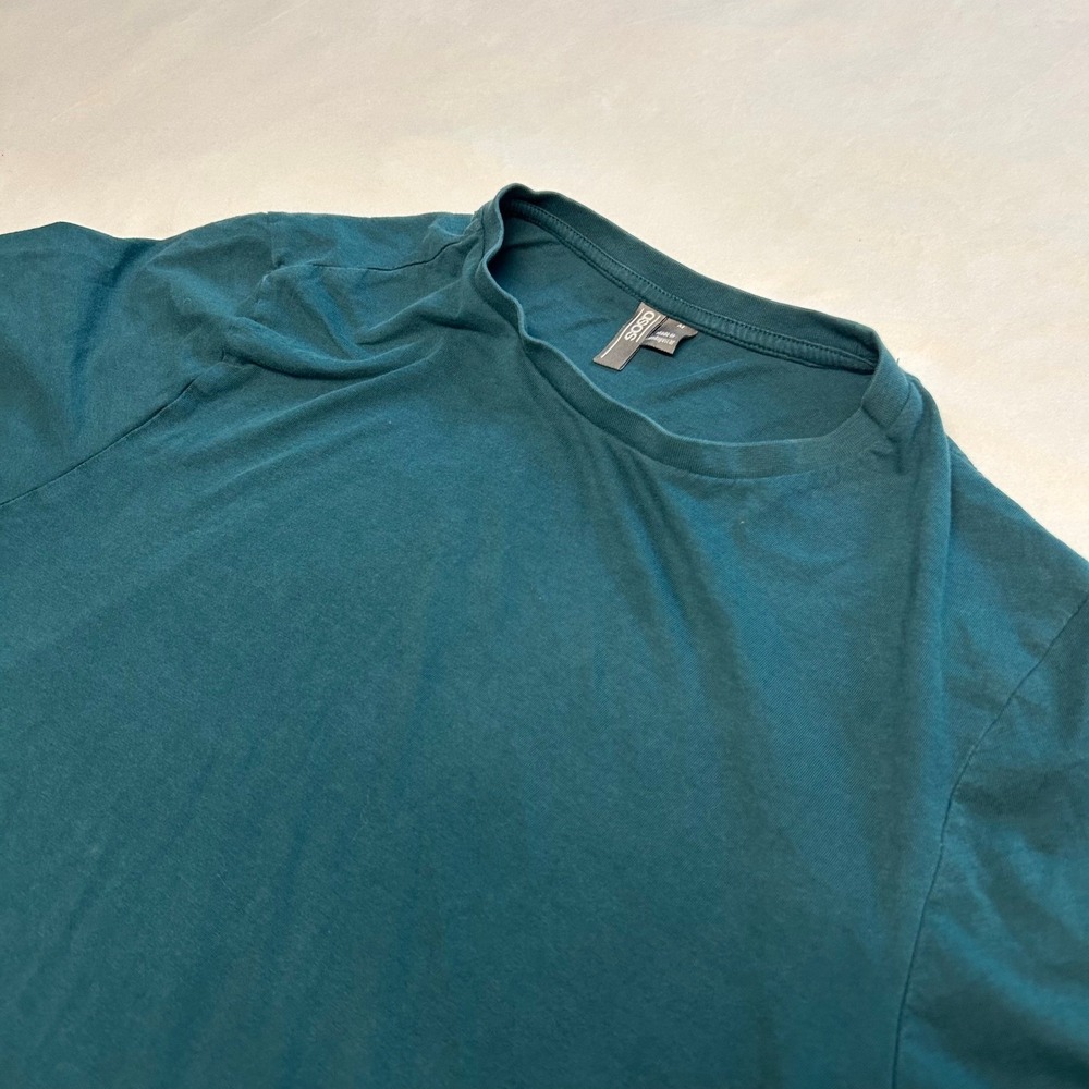 ASOS Design Mens Organic Cotton T-Shirt Teal Green Short Sleeve Crew Neck M